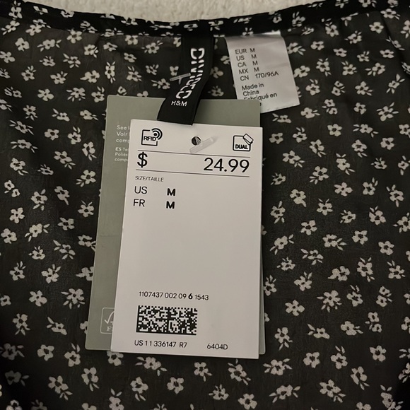 NWT H&M Drawstring Detail Chiffon Blouse 🕸️ - Picture 12 of 13